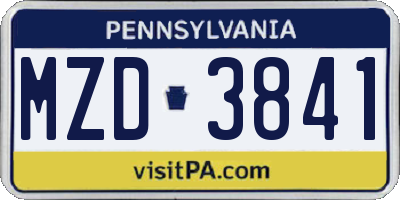 PA license plate MZD3841