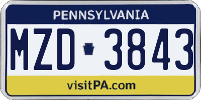 PA license plate MZD3843