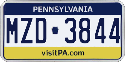 PA license plate MZD3844