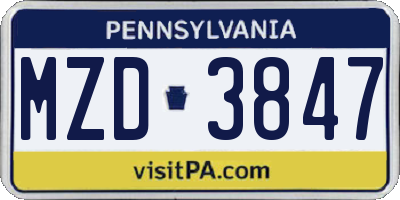 PA license plate MZD3847