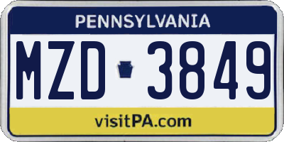 PA license plate MZD3849