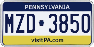PA license plate MZD3850