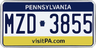 PA license plate MZD3855