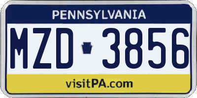 PA license plate MZD3856