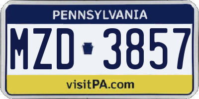 PA license plate MZD3857