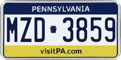 PA license plate MZD3859