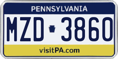 PA license plate MZD3860
