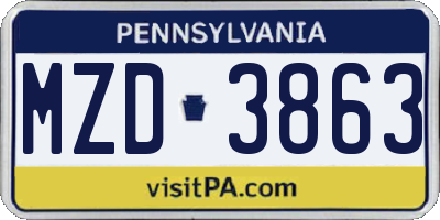 PA license plate MZD3863