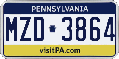 PA license plate MZD3864