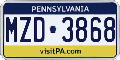 PA license plate MZD3868