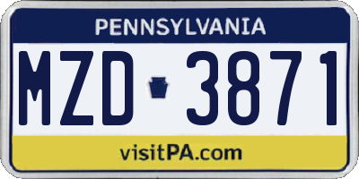 PA license plate MZD3871