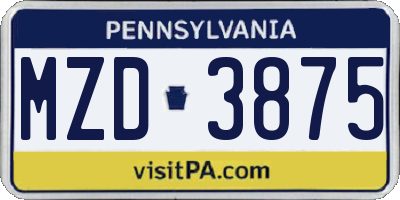 PA license plate MZD3875