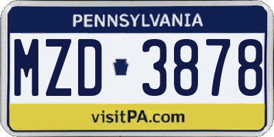 PA license plate MZD3878