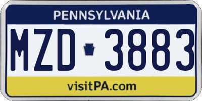 PA license plate MZD3883