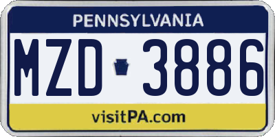 PA license plate MZD3886