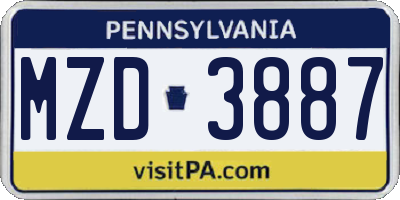 PA license plate MZD3887