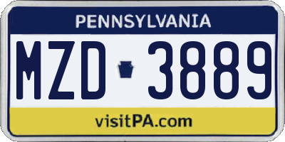 PA license plate MZD3889