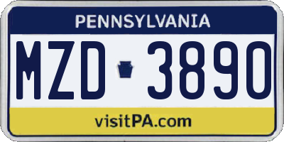 PA license plate MZD3890
