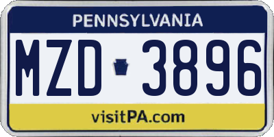 PA license plate MZD3896
