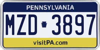 PA license plate MZD3897