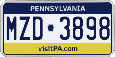 PA license plate MZD3898