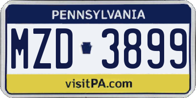PA license plate MZD3899