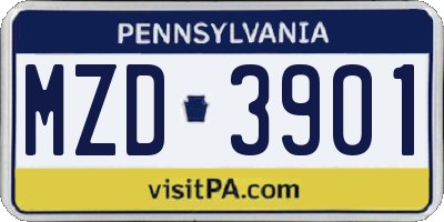 PA license plate MZD3901