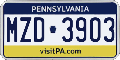 PA license plate MZD3903