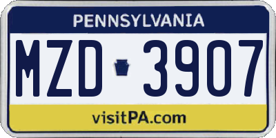 PA license plate MZD3907