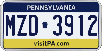 PA license plate MZD3912