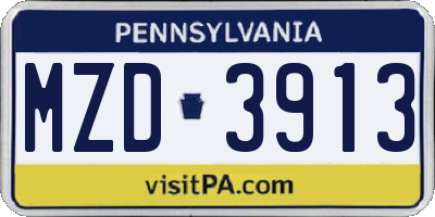 PA license plate MZD3913