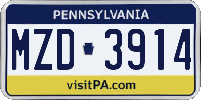 PA license plate MZD3914