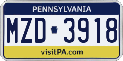 PA license plate MZD3918