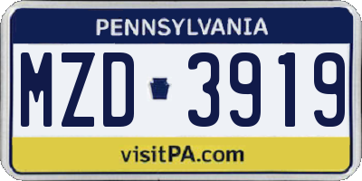 PA license plate MZD3919