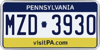 PA license plate MZD3930