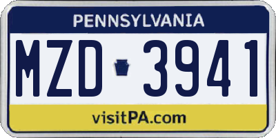 PA license plate MZD3941