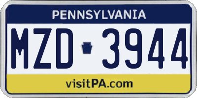 PA license plate MZD3944