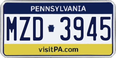 PA license plate MZD3945