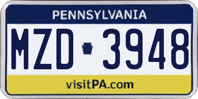 PA license plate MZD3948