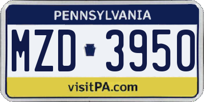PA license plate MZD3950