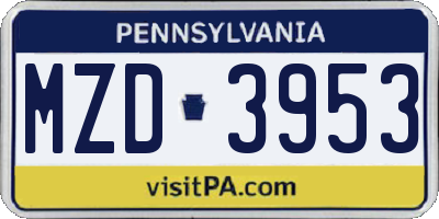 PA license plate MZD3953