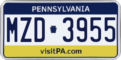 PA license plate MZD3955