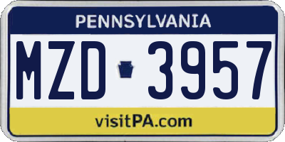 PA license plate MZD3957