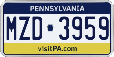 PA license plate MZD3959