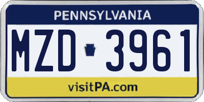 PA license plate MZD3961