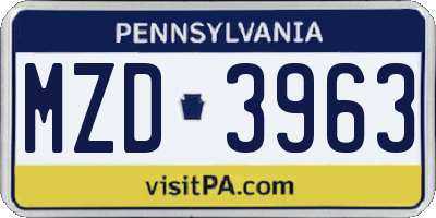 PA license plate MZD3963
