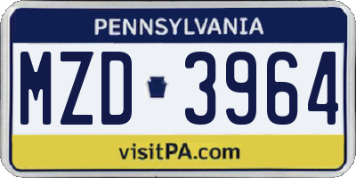 PA license plate MZD3964