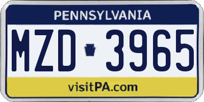 PA license plate MZD3965