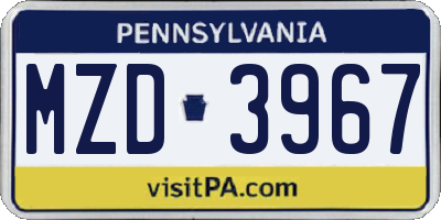 PA license plate MZD3967