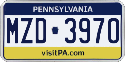 PA license plate MZD3970
